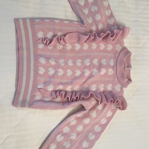 Girls sweater cozy pink hearts